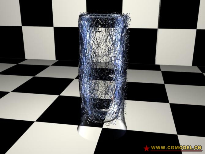 maya2008玻璃杯破碎