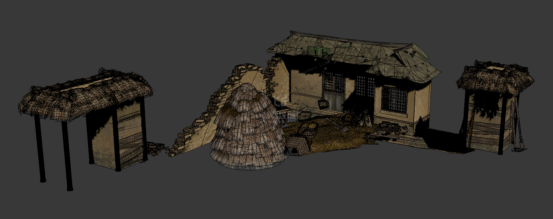 农家小院 村庄_建筑者作品_场景自然场景_cg模型网