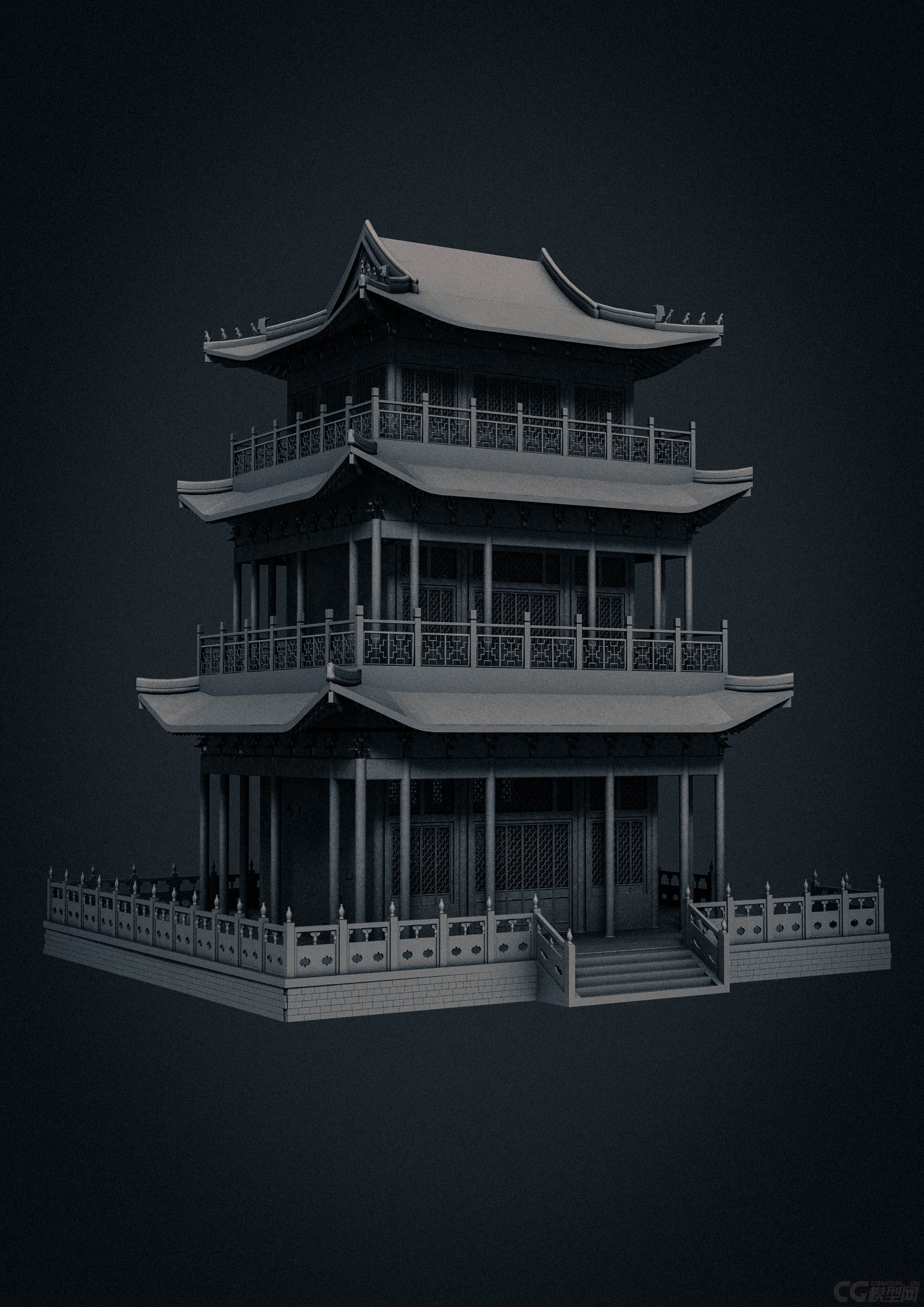 古建筑物 酒楼 东方建筑物 三层古楼