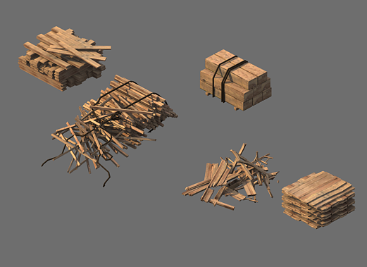高精度木头,木堆,木材模型