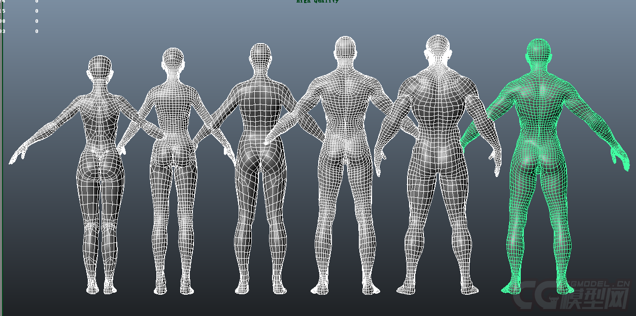 基础人体模型,裸模,素模,obj格式,3男人,3女人,次世代,影视 男人体 女