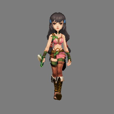 卡通小女孩持剑走路_liuyuemaizhi作品_人物孩子-女