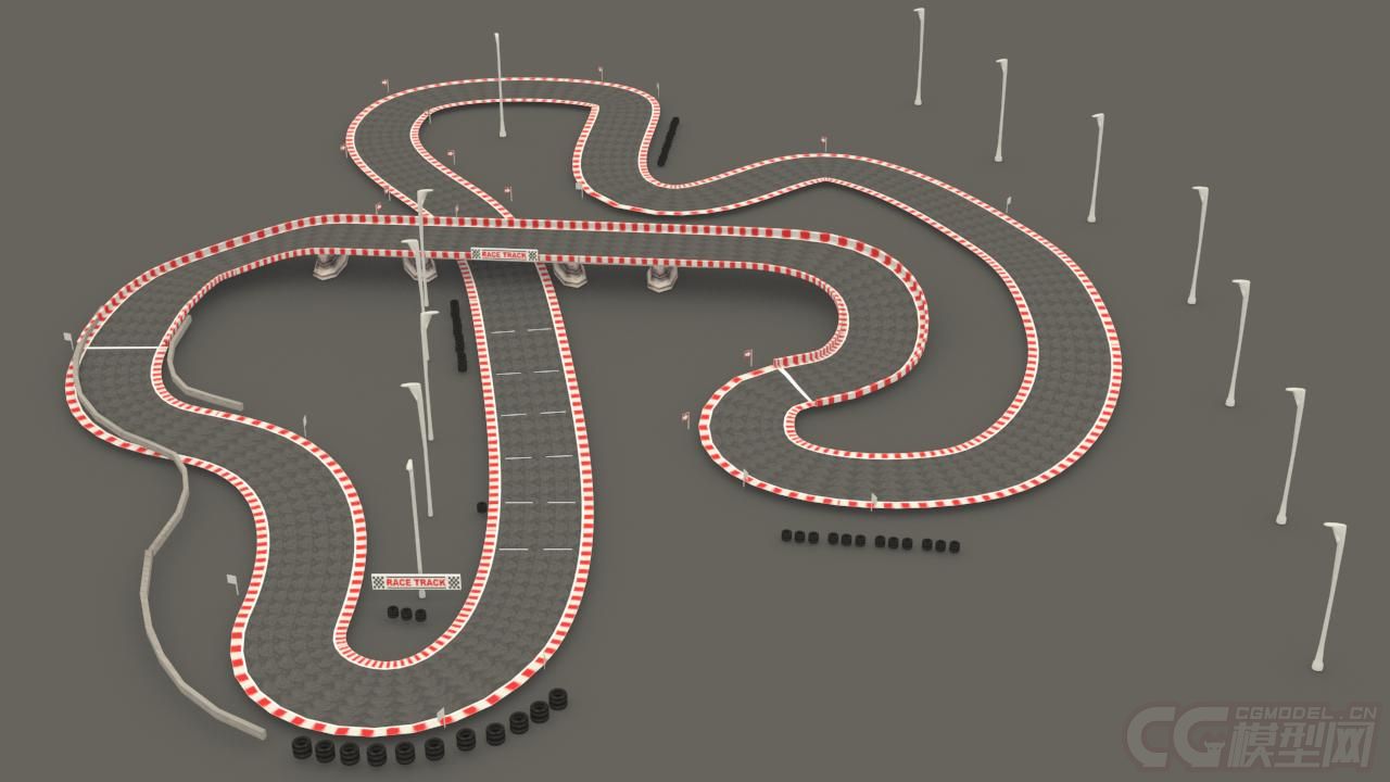 环形赛道 跑道 赛车地形 公路赛道模型