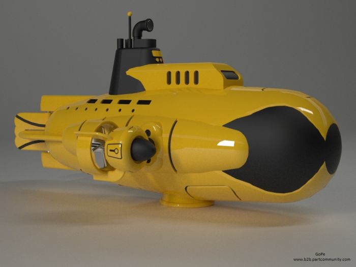 黄色仿真潜水艇模型