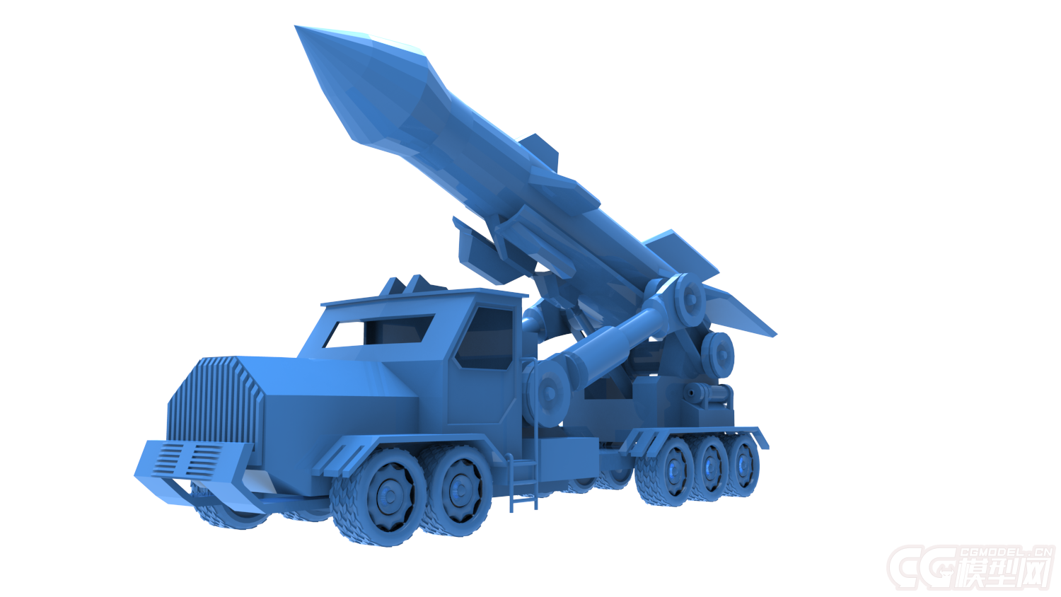 建模无材质导弹车,军事卡车,v3火箭车