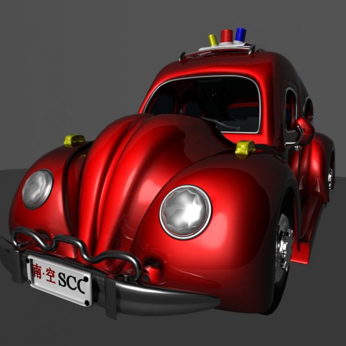 q版甲壳虫汽车带材质灯光