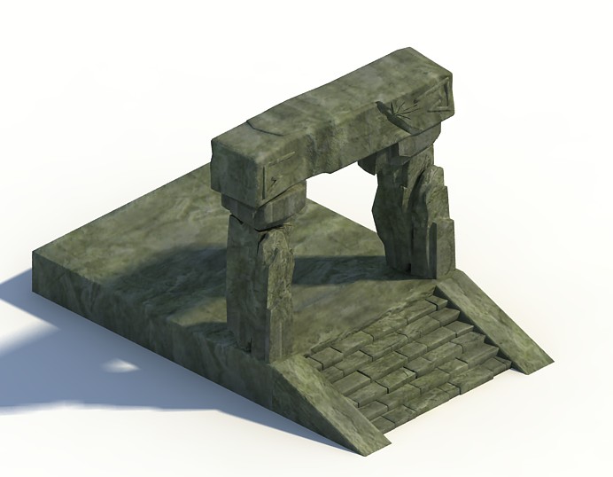 石门与石子路_nangexiaod作品_场景古代场景_cg模型网