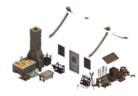 铁匠铺与他的场景部件-古代场景-场景-laogou1989-cg