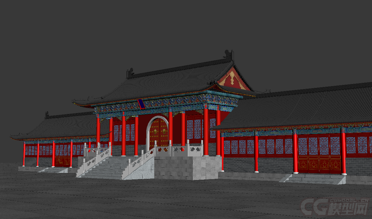 天王殿古建,古建筑庙宇,整体寺庙,大殿,厢房,香炉