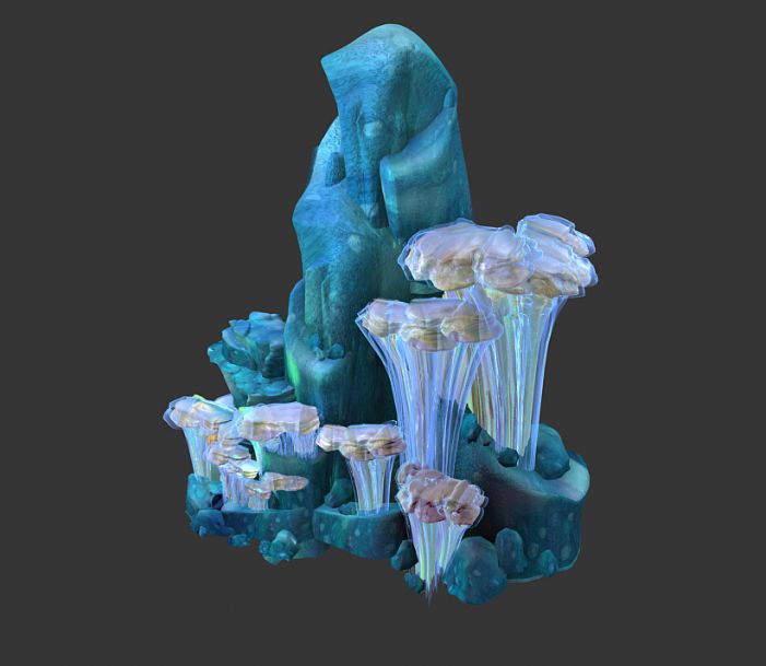 四组海底珊瑚石,海底石头 写实模型