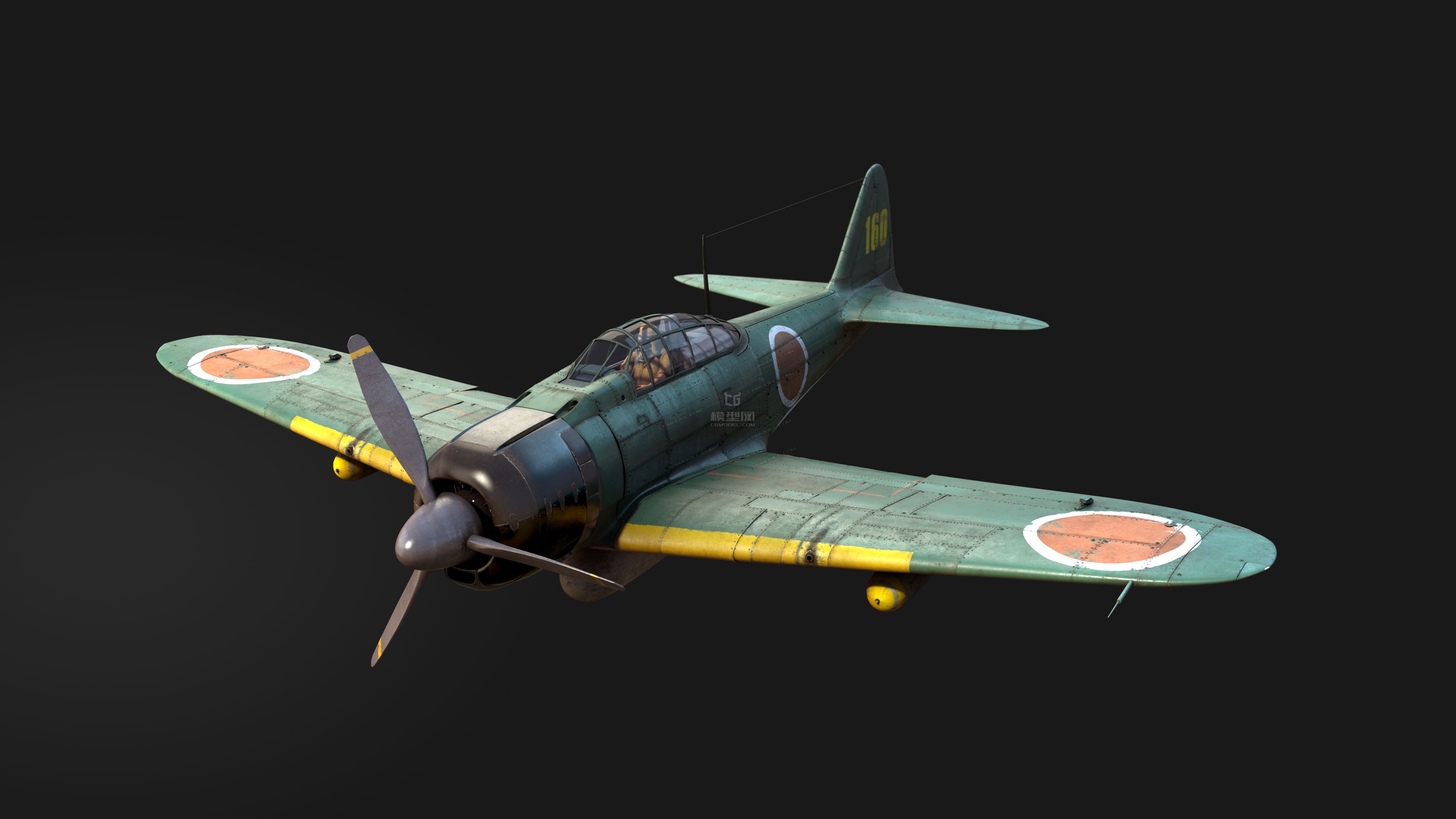 二战日本零式飞机高精影视模型