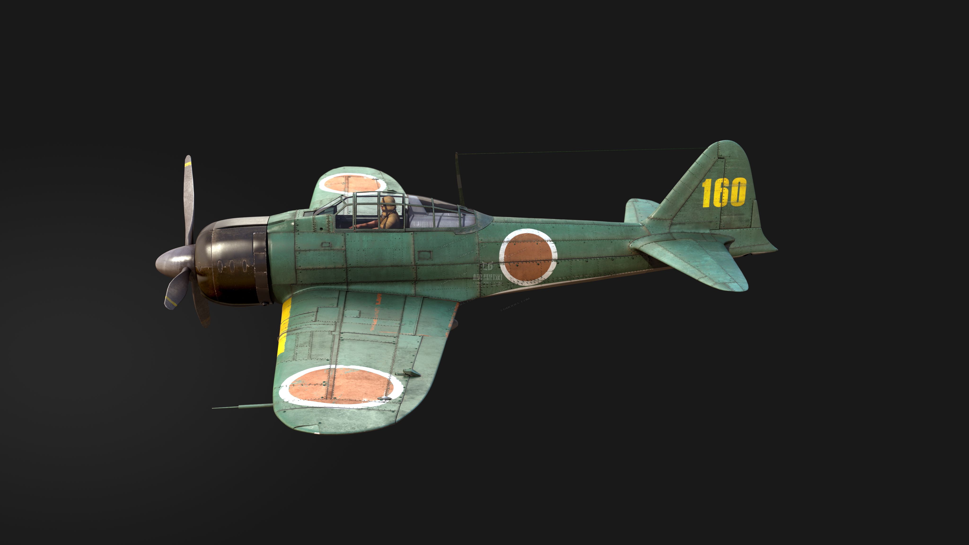 二战日本零式飞机高精影视模型