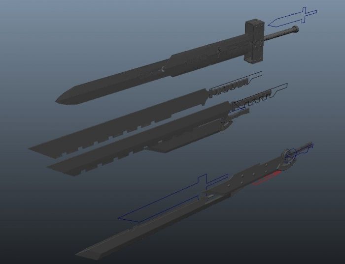 ff7克劳德六式大剑精模-冷兵器-武器-轮回梦-cg模型网