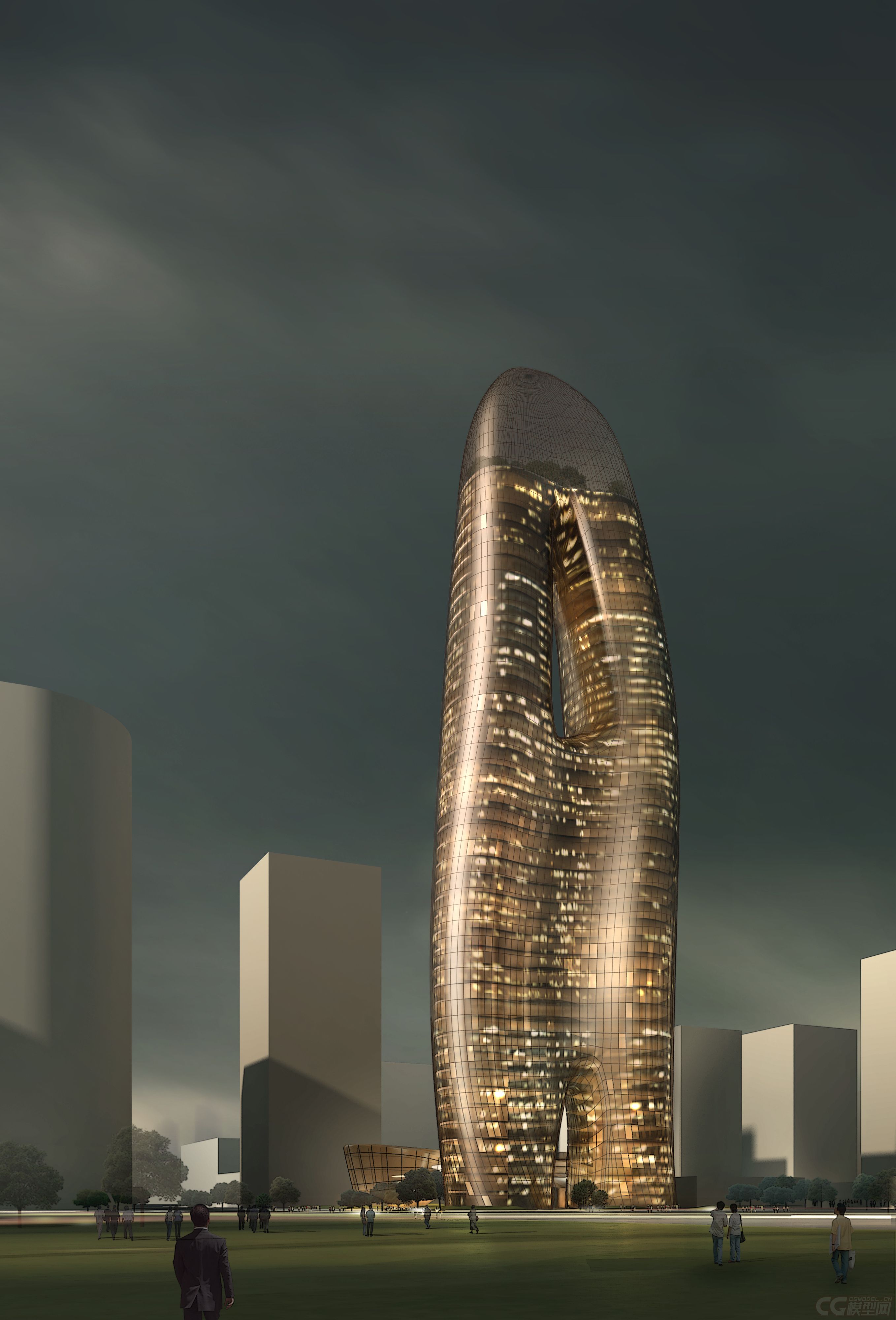 异形建筑,城市建筑场景部件,异形高楼建筑3d模型