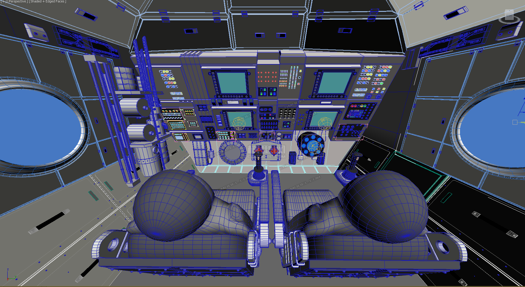 火箭内部驾驶舱 操作台 完整火箭内部模型