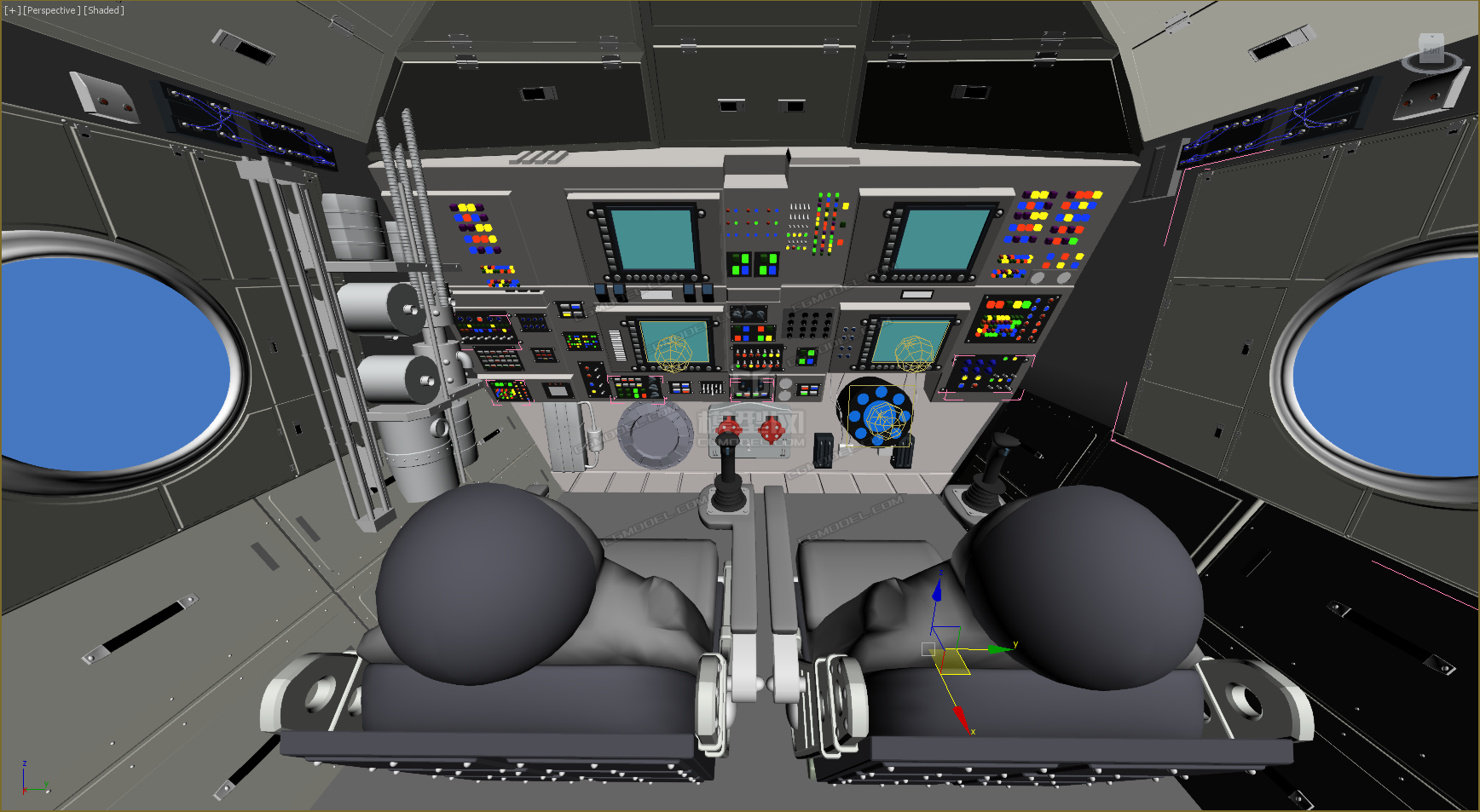 火箭内部驾驶舱 操作台 完整火箭内部模型