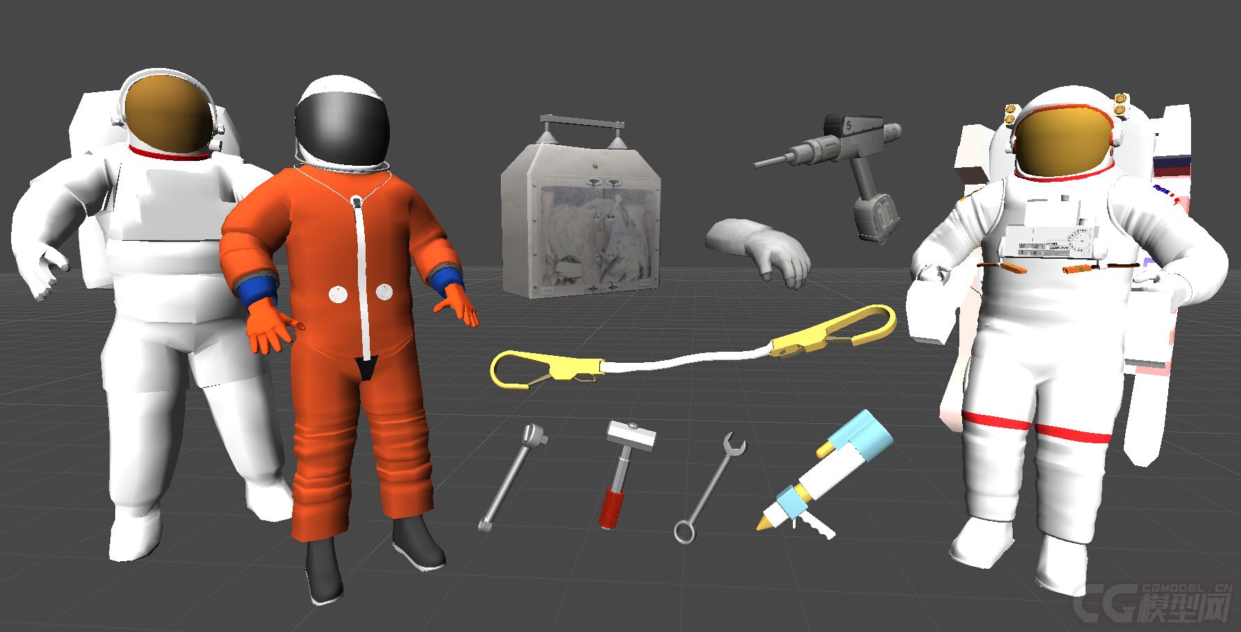 大量科幻外太空器械设备太空人火箭太空基地飞船宇航员卫星探测仪