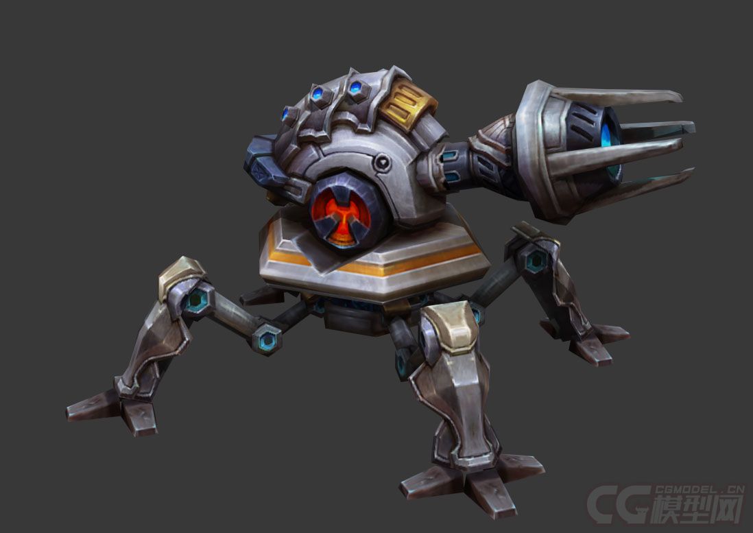 高质量科幻炮台机械火炮兵防御塔炮台机器人炮