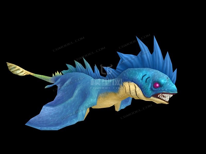 深海怪物 扁鱼 蝙蝠鱼 海怪 海底怪兽 蝙蝠龙 带绑定有动画