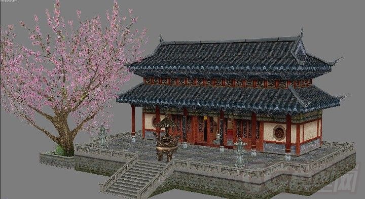繁华时节的寺庙-自然场景-场景-mileke-cg模型网