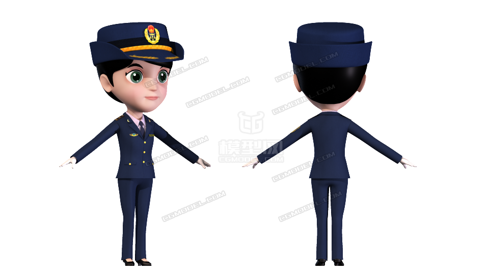 Maya卡通女警察 漂亮女公务员 影视卡通女孩