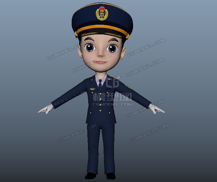 Maya卡通警察 公务员 影视卡通男孩 Q版交通公