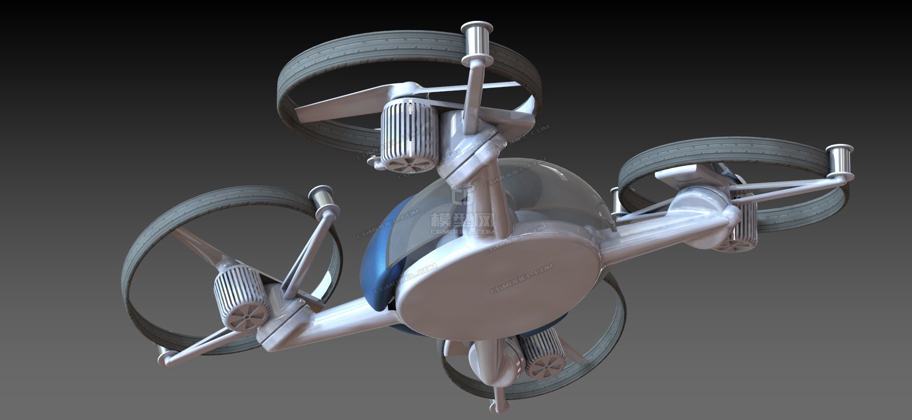 空陆两用载人四轴飞行器概念设计建模图纸-C