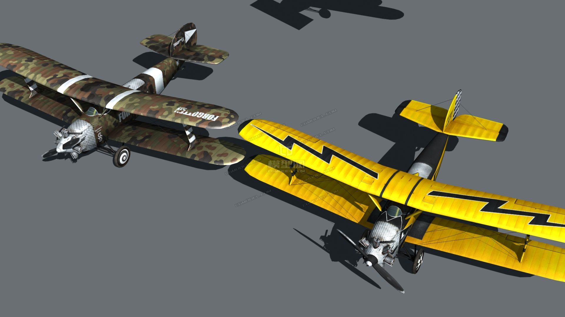 双翼飞机战斗机德国一战火烈鸟战机老式飞机双