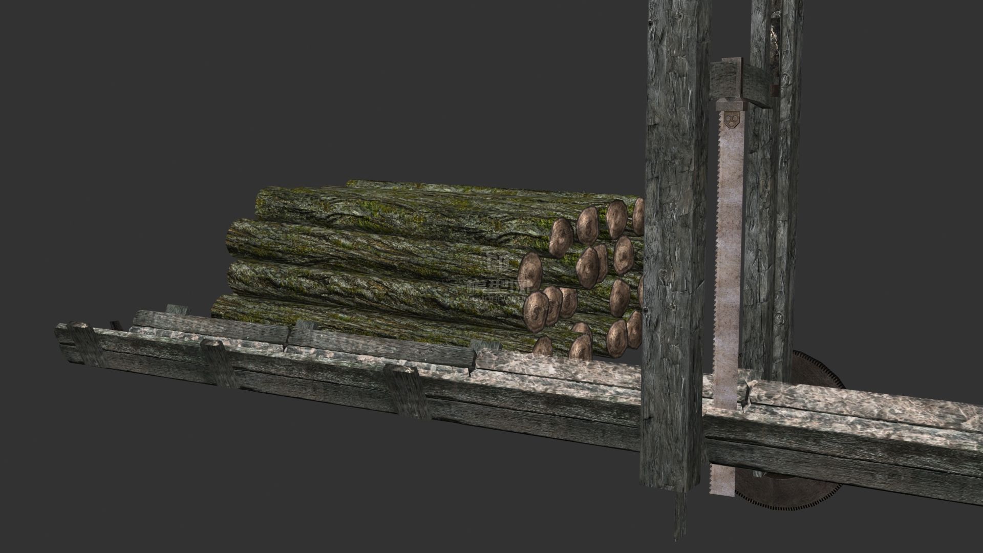 欧洲风格,伐木场,锯木头动画_affde作品_场景古代场景_cg模型网