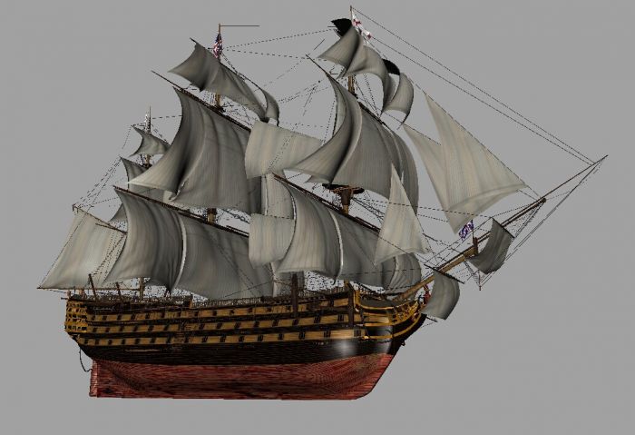 电影用英国名舰-hms victory胜利号,精细的帆船,商船,战船,皇家巡游船
