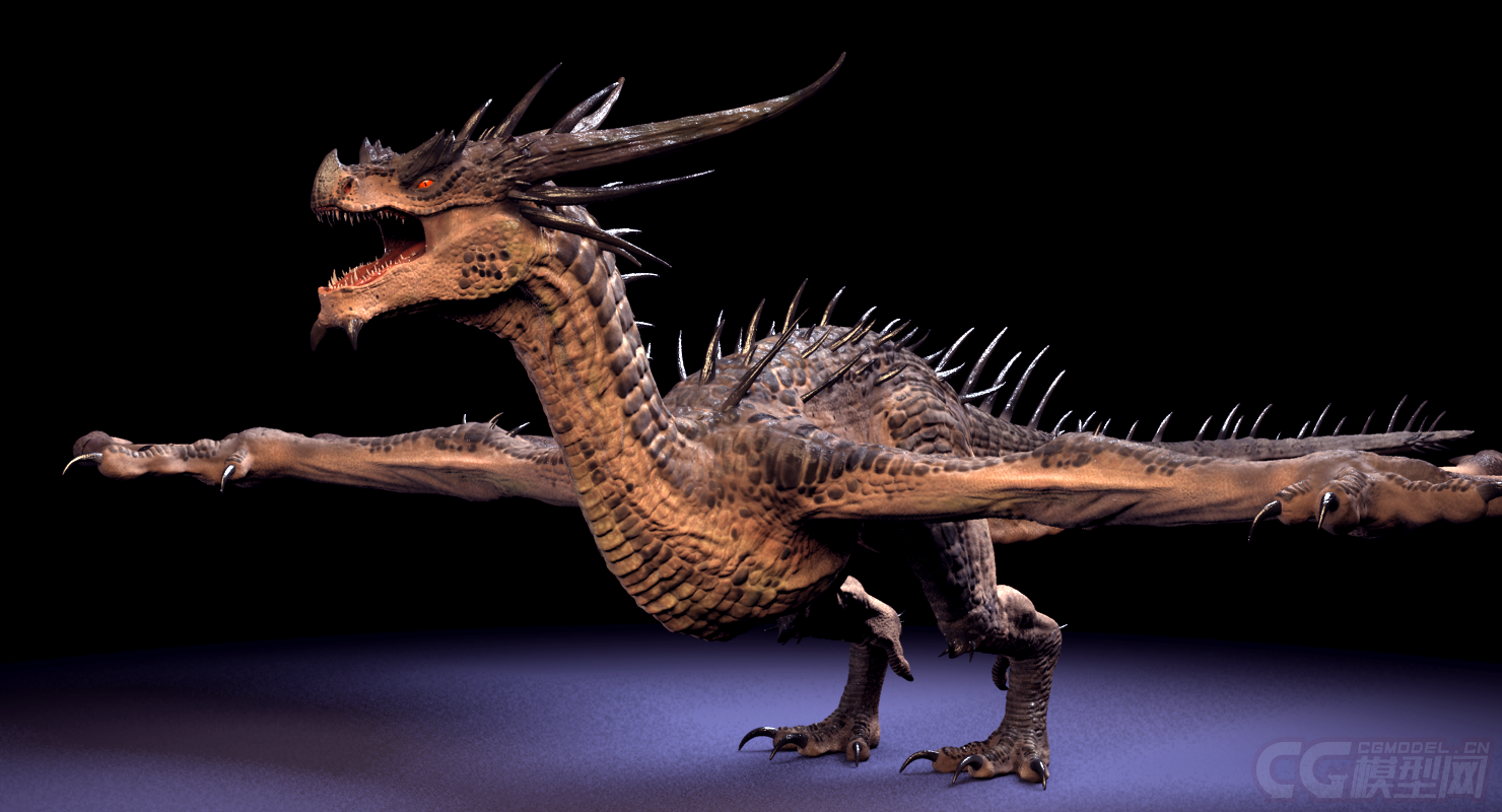 是等龙 西方龙 写实类 dragon 影视级绑定,材质已调节可北接用