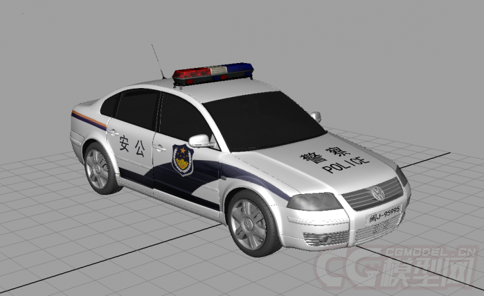 中国警车模型，有材质贴图，轮子自动转~maya2009