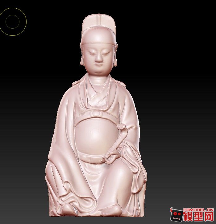 官人拿如意 3D雕塑模型下载 3D打印 3D扫描-C