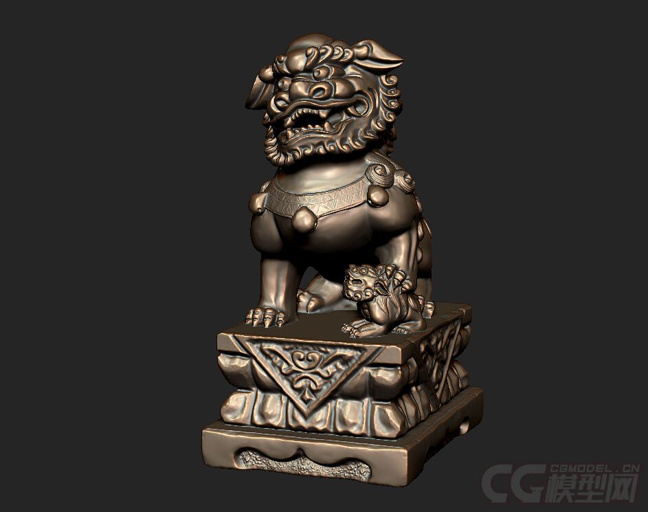 中式雕塑模型 石狮-cg模型网(cgmodel)-让设计更有价值!