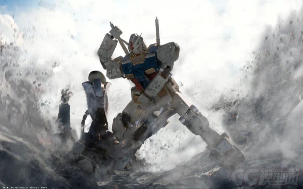 rx78高达以及一个格纳库带灯光材质