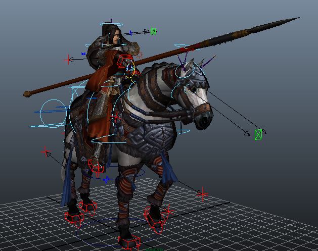 赵云游戏模型,骑马效果(有骨骼,有材质)