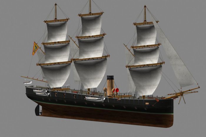 古代战船杨武号 超精细模型 带贴图 小部件齐全