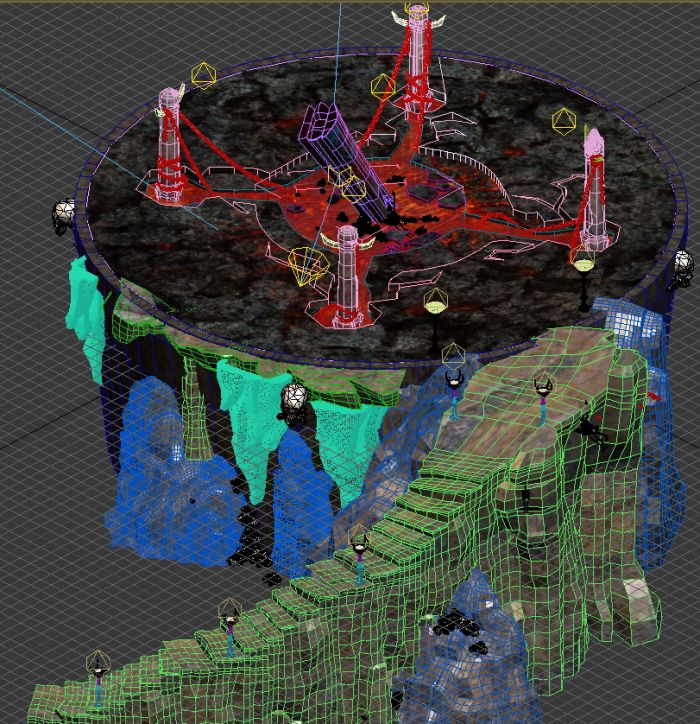 阴间地狱场景3d高模型,写实地府刑场血池撒旦魔鬼祭祀坛大山洞骷髅堆