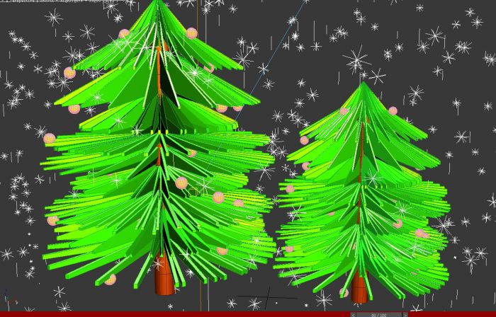 圣诞节下雪动画场景3D模型,粒子系统渲染小星