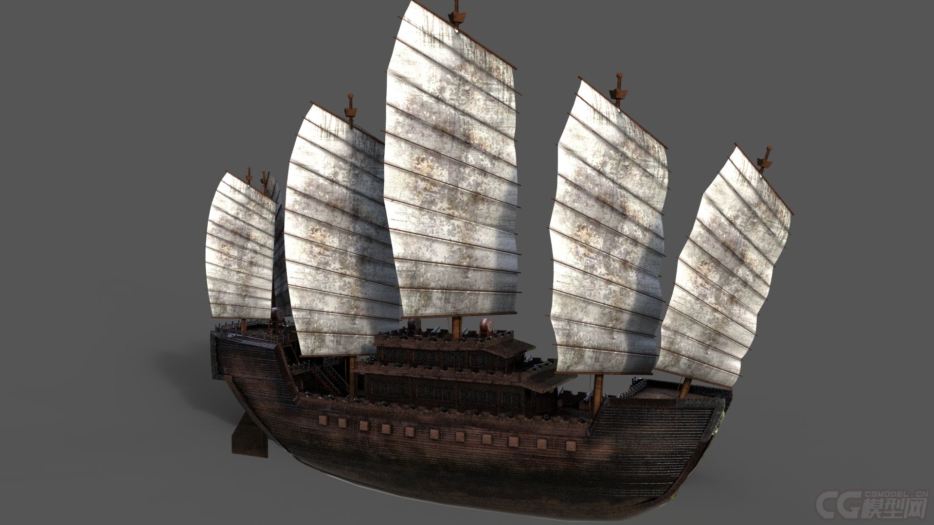 影视级别古代战船帆船