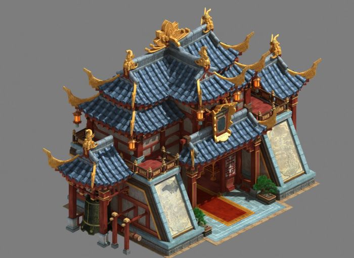 古代大殿豪宅场景模型