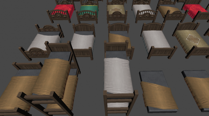 古代睡房装饰模型 大床 衣柜 大钟 贵妃椅 各种