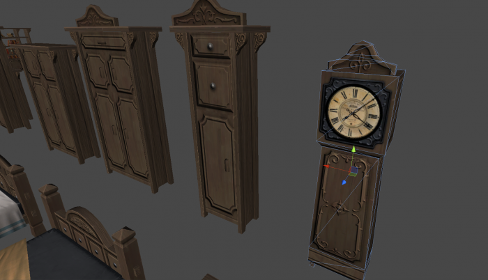 古代睡房装饰模型 大床 衣柜 大钟 贵妃椅 各种