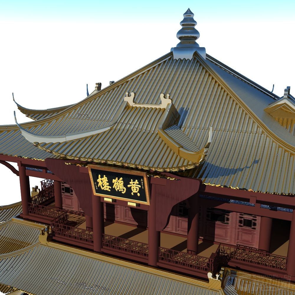 中国著名建筑黄鹤楼-自然场景-场景-100860001-cg模型