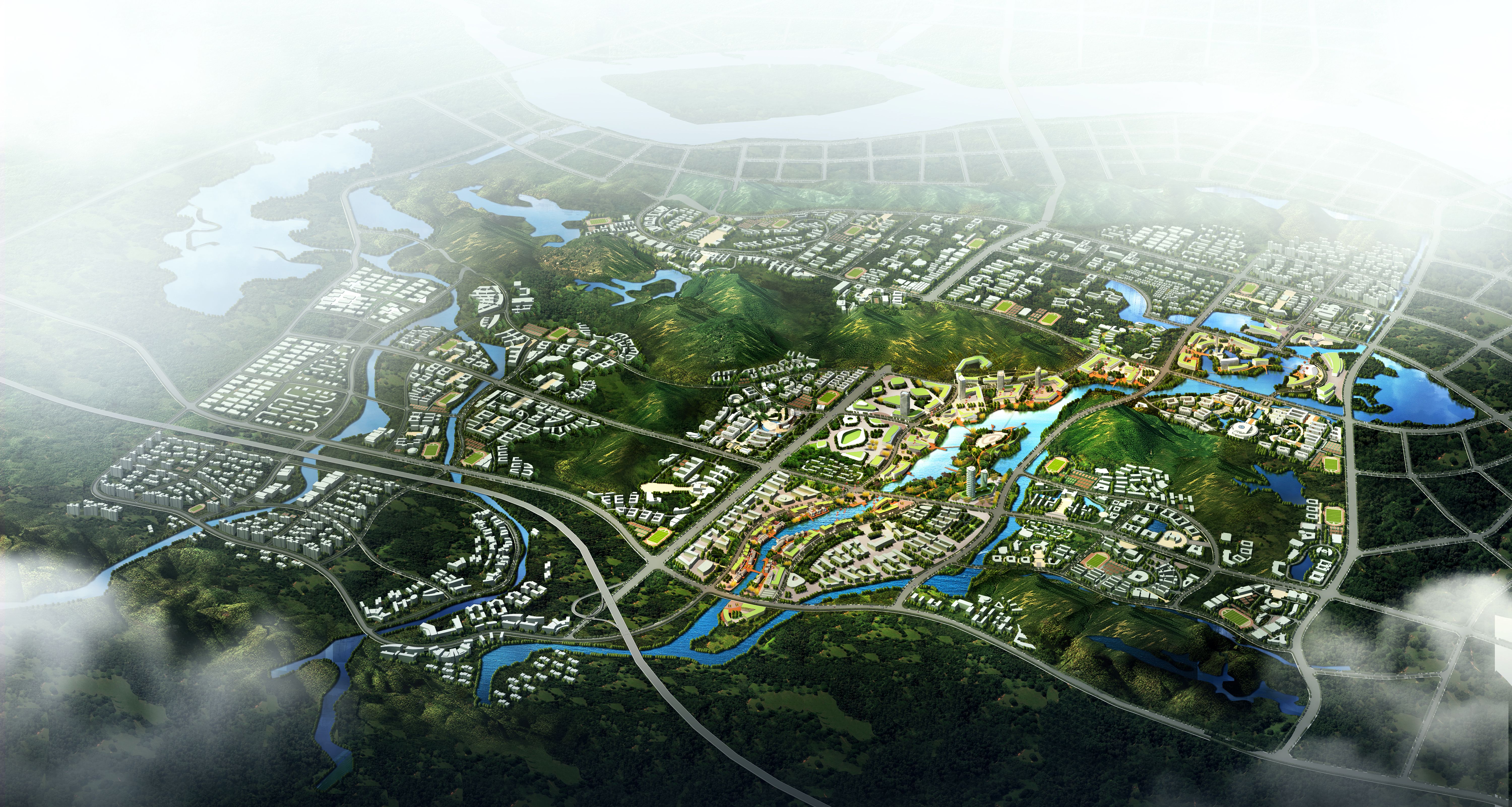 鸟瞰城市规划,现代城市,生态城市场景-cg模型网