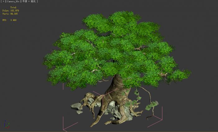绿树,植物,石块 场景 写实场景 游戏