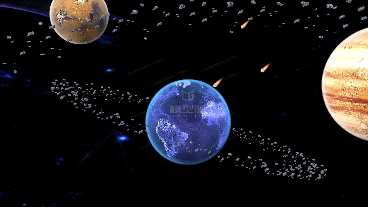 影视级浩瀚宇宙太空星空,太阳系,陨石坠落撞击