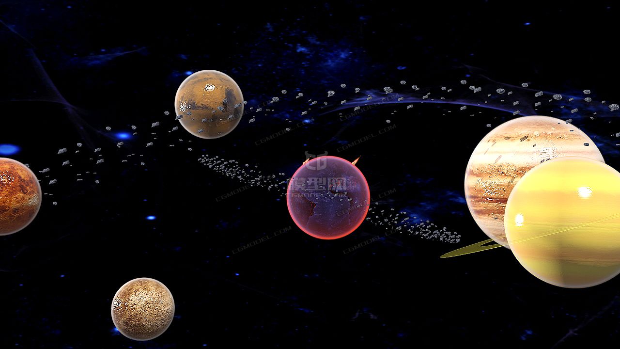 影视级浩瀚宇宙太空星空,太阳系,陨石坠落撞击