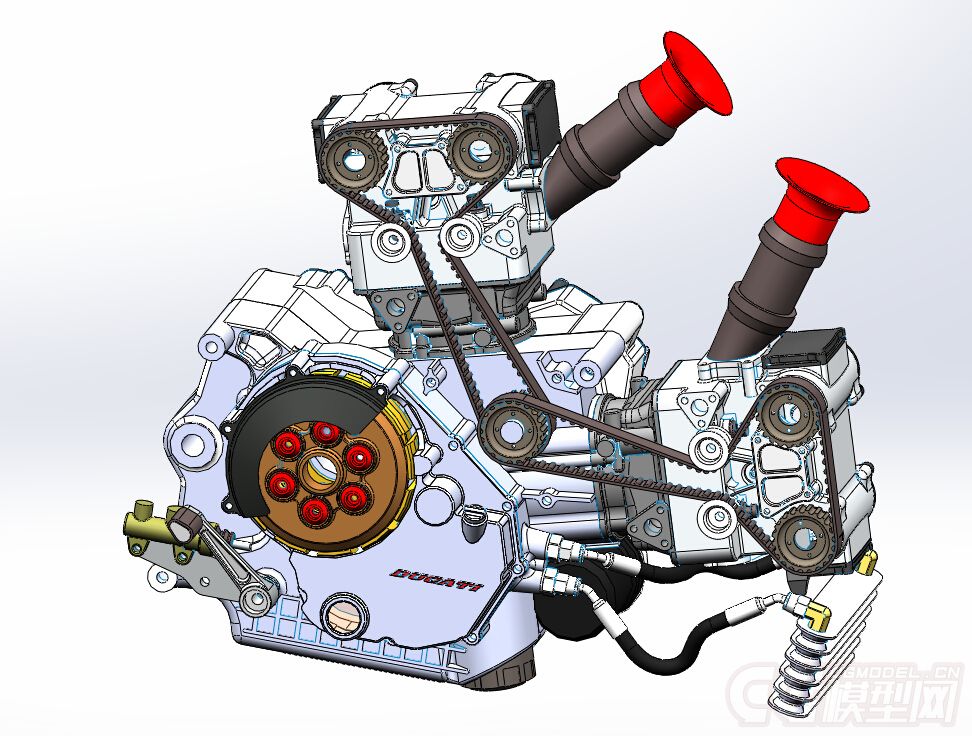 杜卡迪916摩托车发动机3D模型,超精细,复杂。