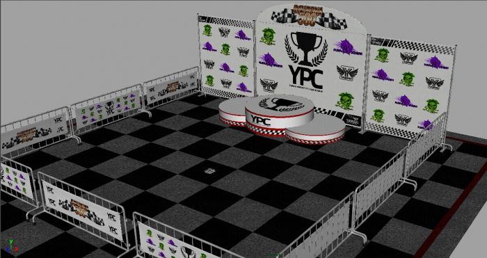 领奖台-赛车颁奖台，庆祝环境，带奖杯，遮阳伞，挡板等道具-CG模型网(cgmodel)-专注CG模型